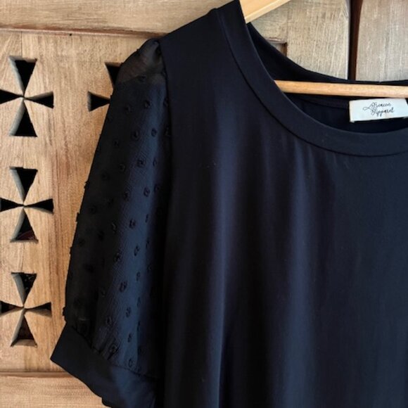 Beacon Kennedy Puff Sleeve Knit Top – Black – Size M - Picture 4 of 5